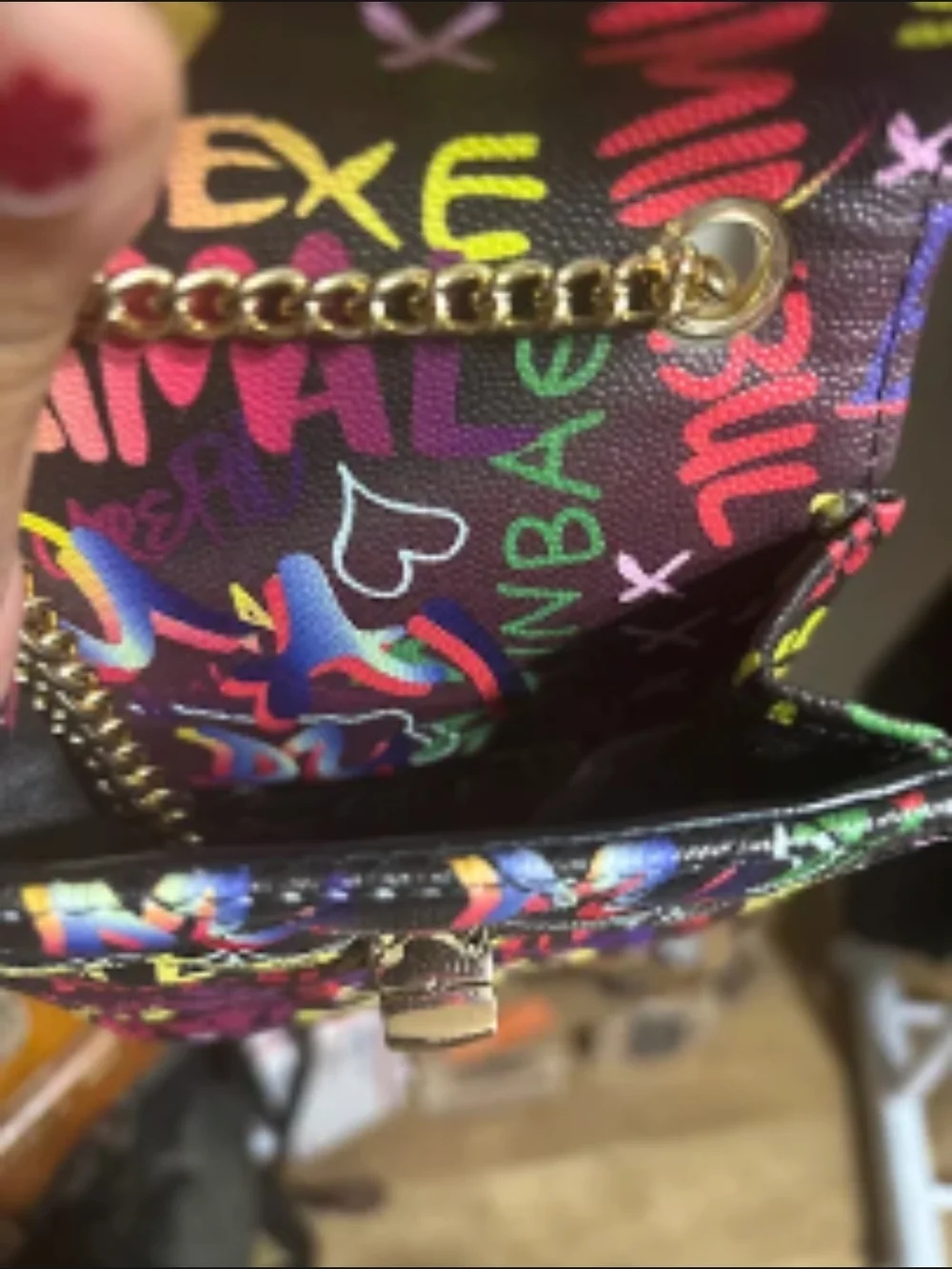 Phone Crossbody Pouch – Graffiti Print (Black)